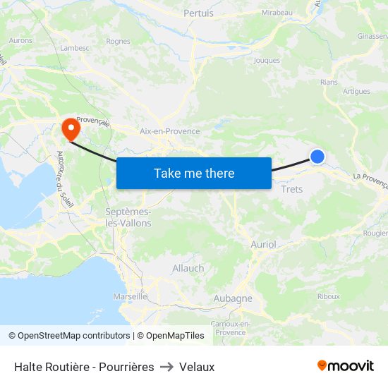 Halte Routière - Pourrières to Velaux map