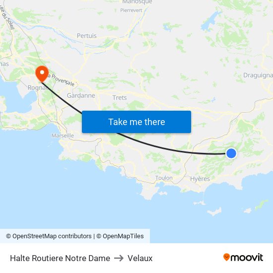 Halte Routiere Notre Dame to Velaux map