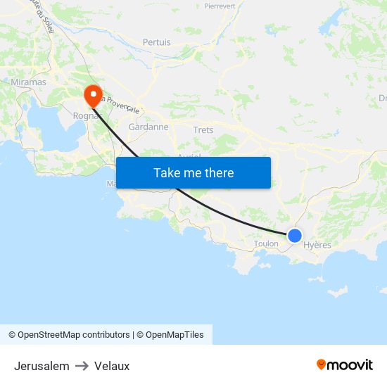 Jerusalem to Velaux map