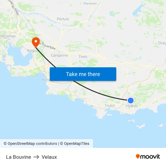 La Bouvine to Velaux map