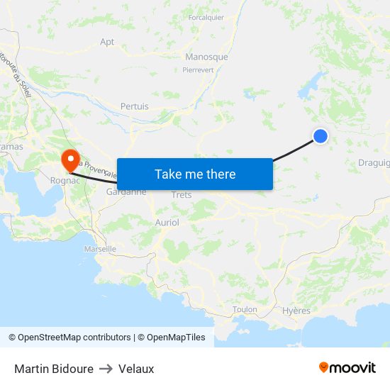 Martin Bidoure to Velaux map