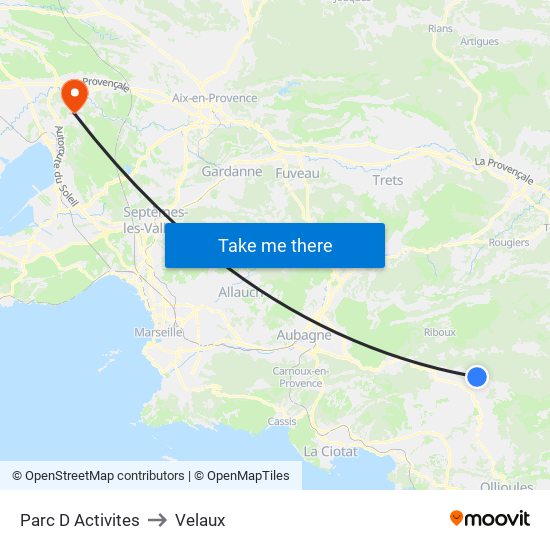 Parc D Activites to Velaux map