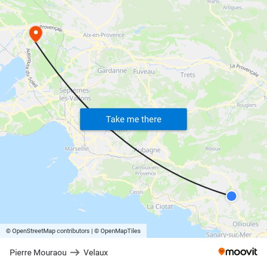 Pierre Mouraou to Velaux map