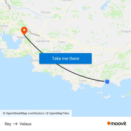 Rey to Velaux map