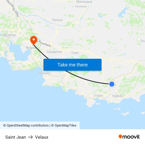Saint Jean to Velaux map
