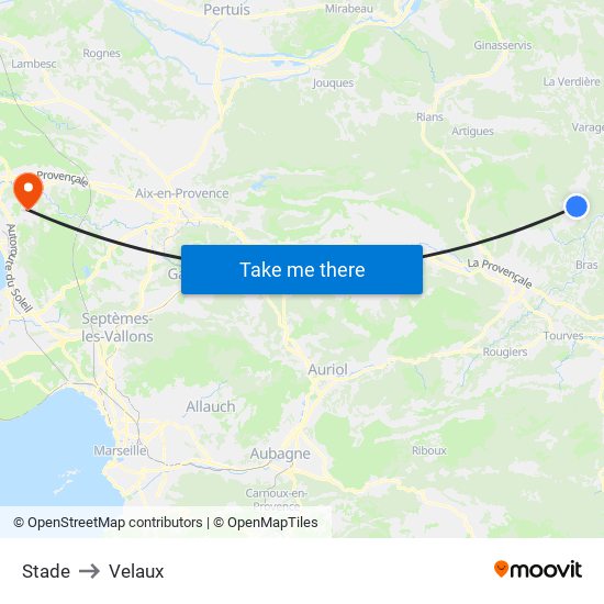 Stade to Velaux map