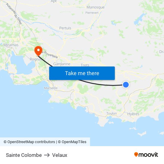 Sainte Colombe to Velaux map