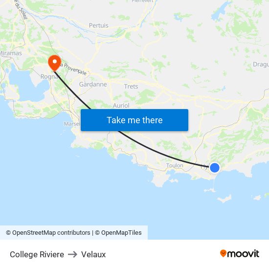 College Riviere to Velaux map