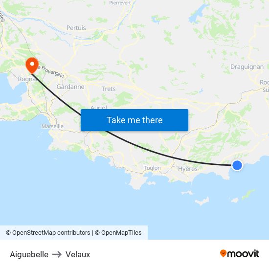 Aiguebelle to Velaux map