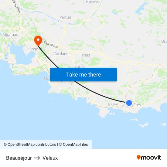 Beauséjour to Velaux map