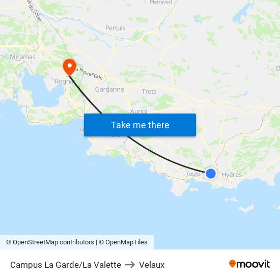 Campus La Garde/La Valette to Velaux map