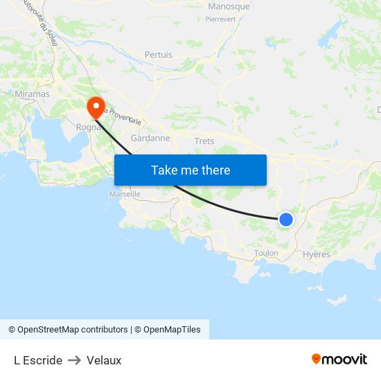 L Escride to Velaux map