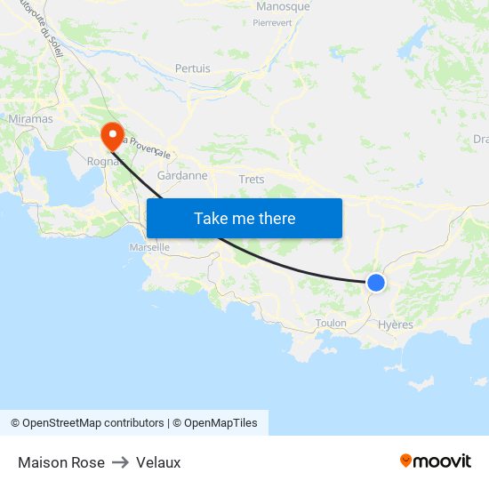 Maison Rose to Velaux map