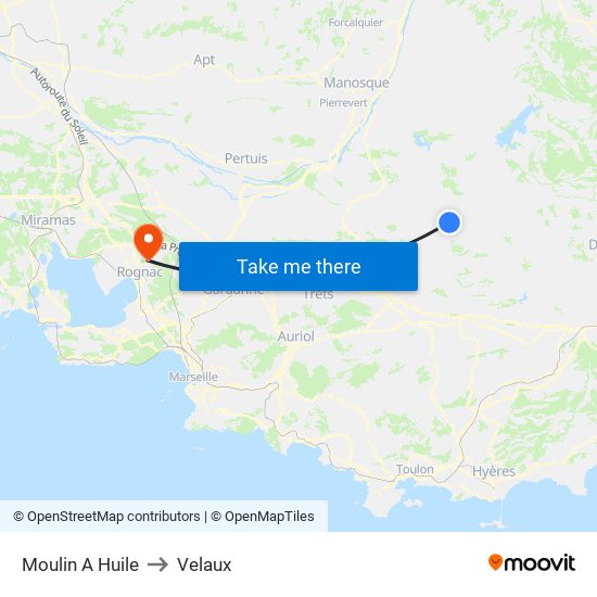 Moulin A Huile to Velaux map