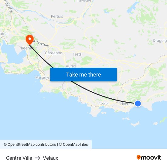 Centre Ville to Velaux map