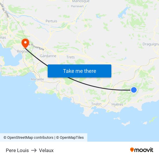 Pere Louis to Velaux map