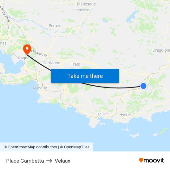Place Gambetta to Velaux map