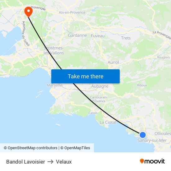 Bandol Lavoisier to Velaux map