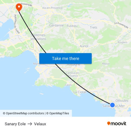 Sanary Eole to Velaux map