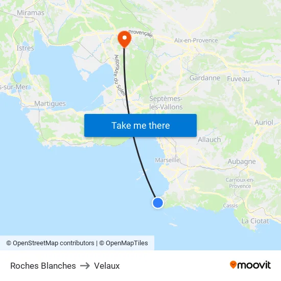 Roches Blanches to Velaux map