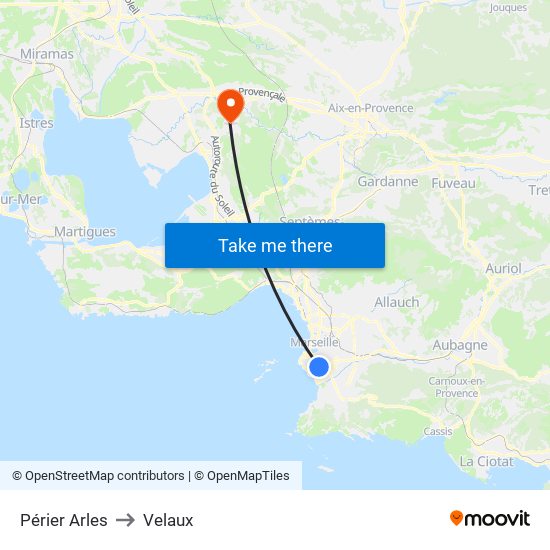 Périer Arles to Velaux map