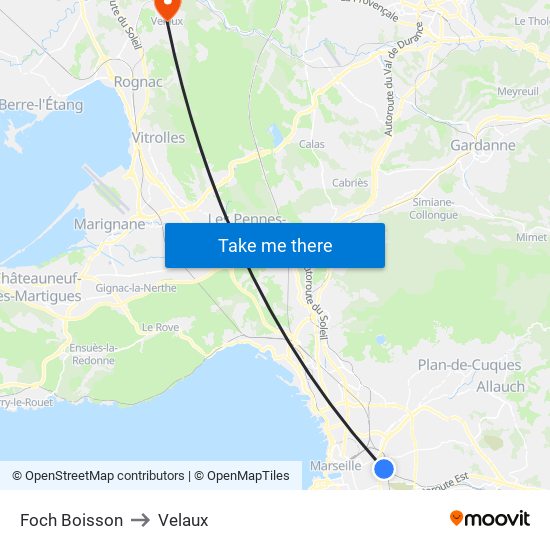 Foch Boisson to Velaux map
