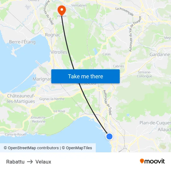 Rabattu to Velaux map