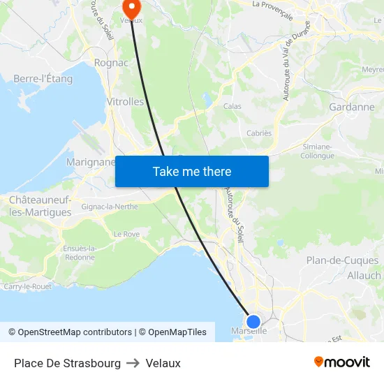 Place De Strasbourg to Velaux map