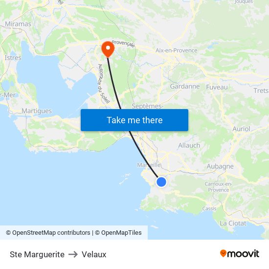 Ste Marguerite to Velaux map