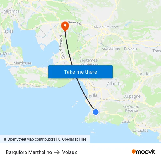 Barquière Martheline to Velaux map