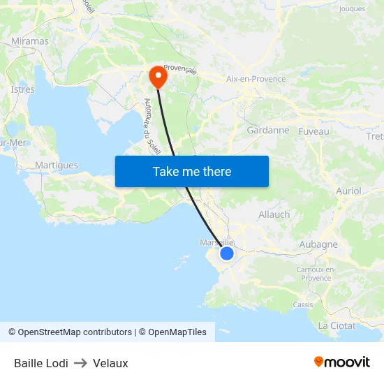 Baille Lodi to Velaux map