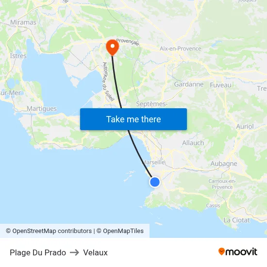 Plage Du Prado to Velaux map