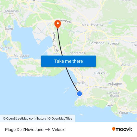 Plage De L'Huveaune to Velaux map