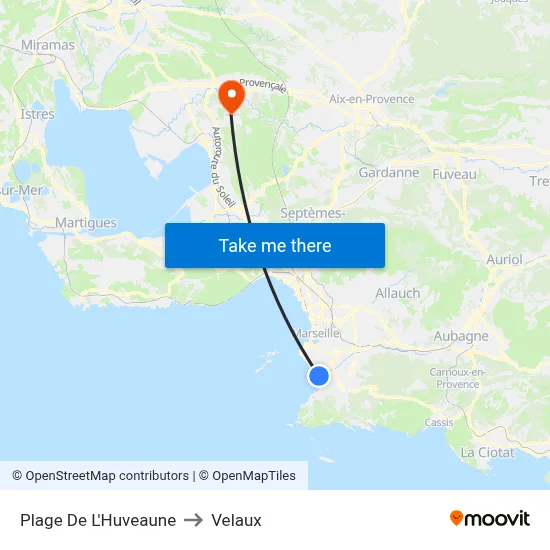 Plage De L'Huveaune to Velaux map