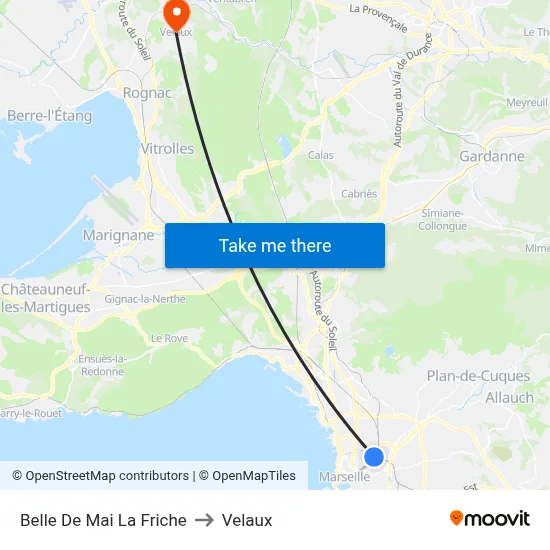 Belle De Mai La Friche to Velaux map
