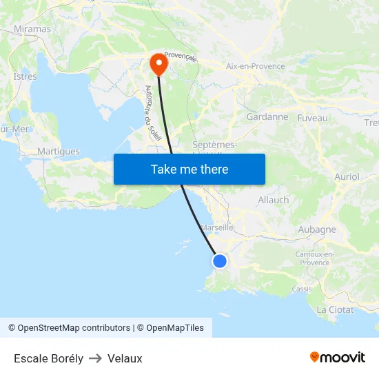 Escale Borély to Velaux map