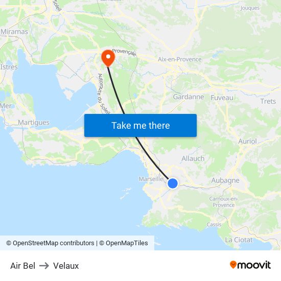 Air Bel to Velaux map
