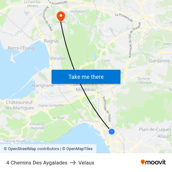 4 Chemins Des Aygalades to Velaux map
