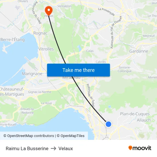 Raimu La Busserine to Velaux map