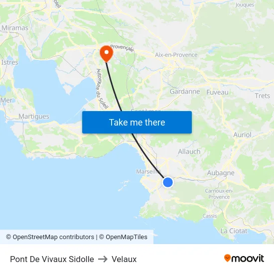 Pont De Vivaux Sidolle to Velaux map