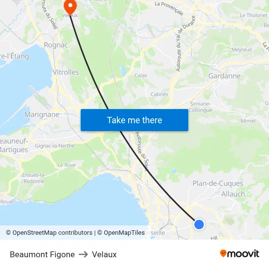 Beaumont Figone to Velaux map