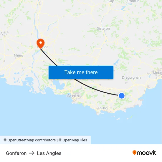 Gonfaron to Les Angles map