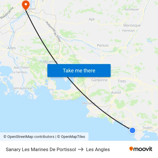 Sanary Les Marines De Portissol to Les Angles map