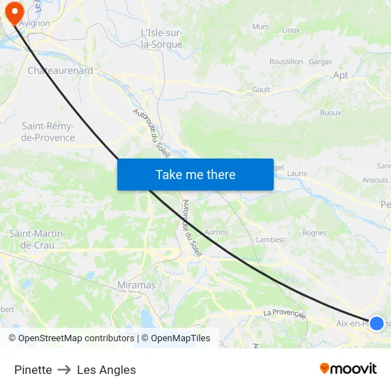 Pinette to Les Angles map