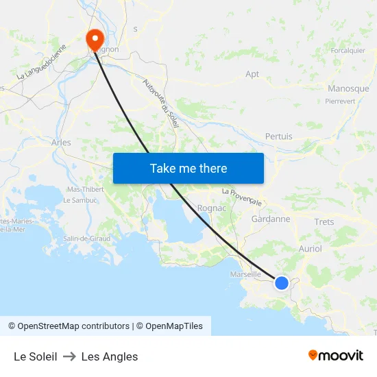 Le Soleil to Les Angles map