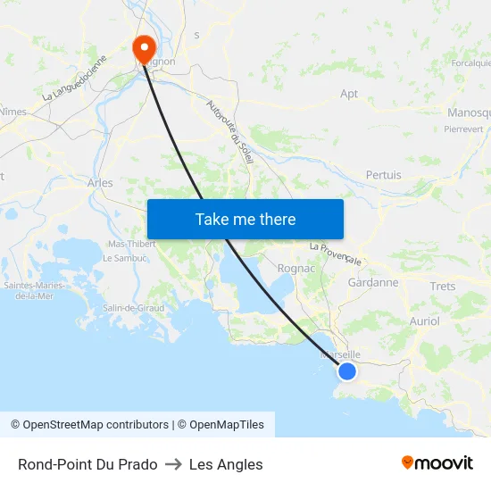 Rond-Point Du Prado to Les Angles map