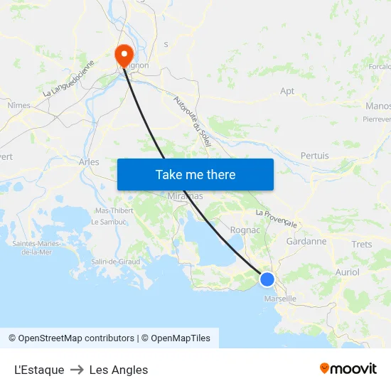 L'Estaque to Les Angles map