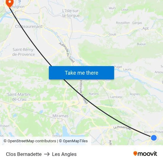 Clos Bernadette to Les Angles map