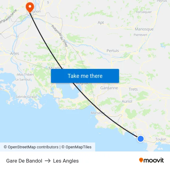 Gare De Bandol to Les Angles map
