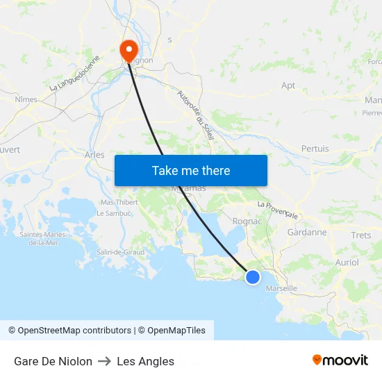 Gare De Niolon to Les Angles map